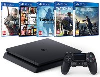 SONY 索尼 PlayStation 4 Slim(最终幻想15+看门狗2+古墓丽影崛起+GTA V+巫师3)