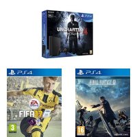 Sony PlayStation 4 Slim 500GB 游戏主机(神海4+FIFA17+最终幻想 15)同捆套装