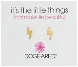 Dogeared 朵吉尔 It's the Little Things Lightening Bolt Post Earrings 金色闪电耳钉