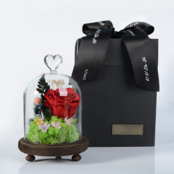 玫瑰永生花玻璃罩摆件礼盒 送女友情人节生日