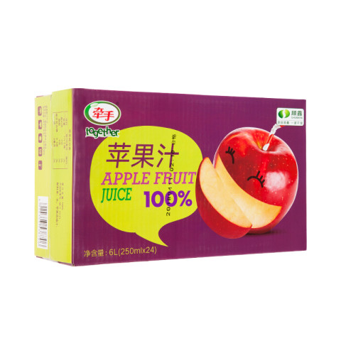 牵手 100%苹果汁饮料 250ml*24盒果汁整箱装